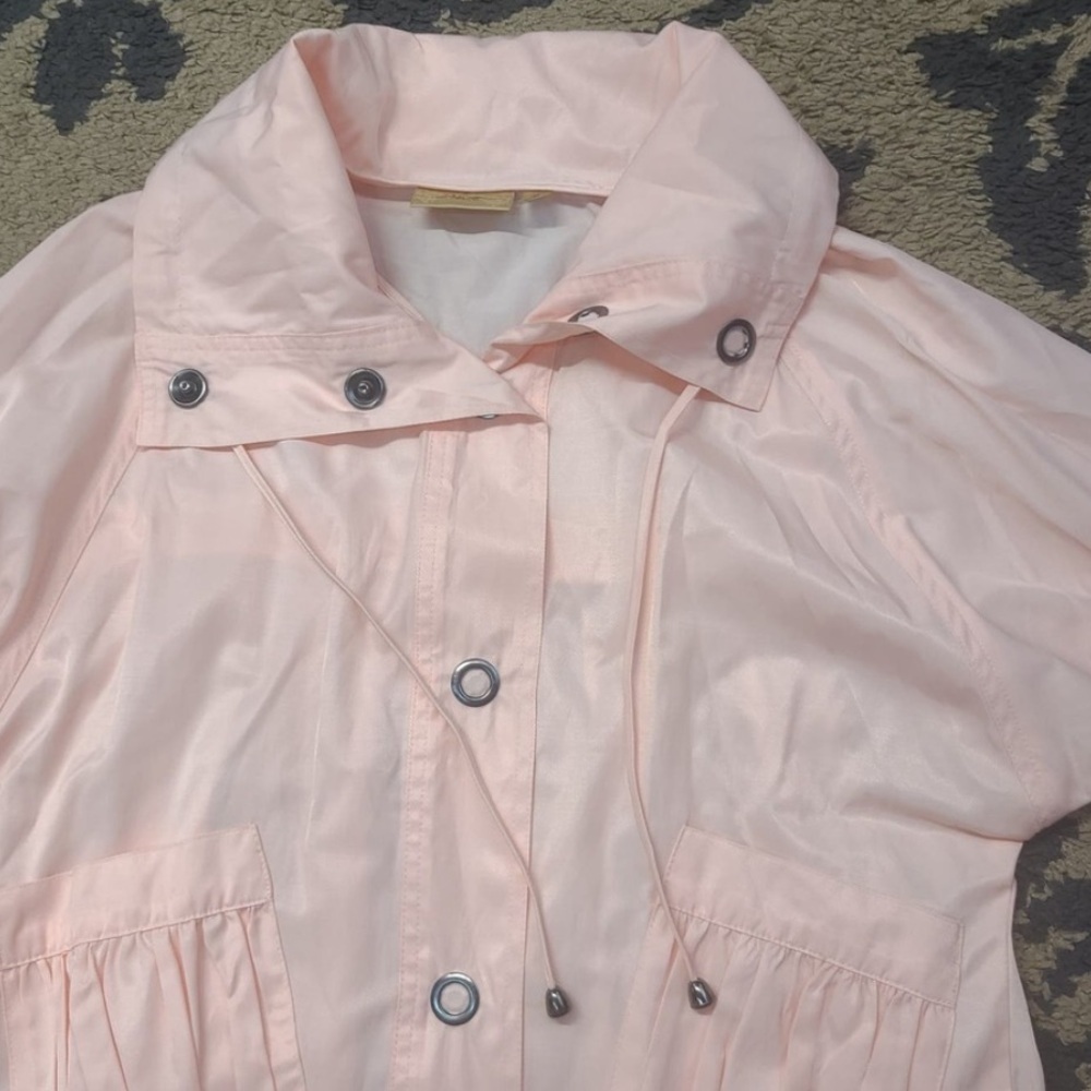 Viotto,Blush Peplum Windbreaker Jacket Lightweight Utility Snap-Front SIZE L - Picture 8 of 12